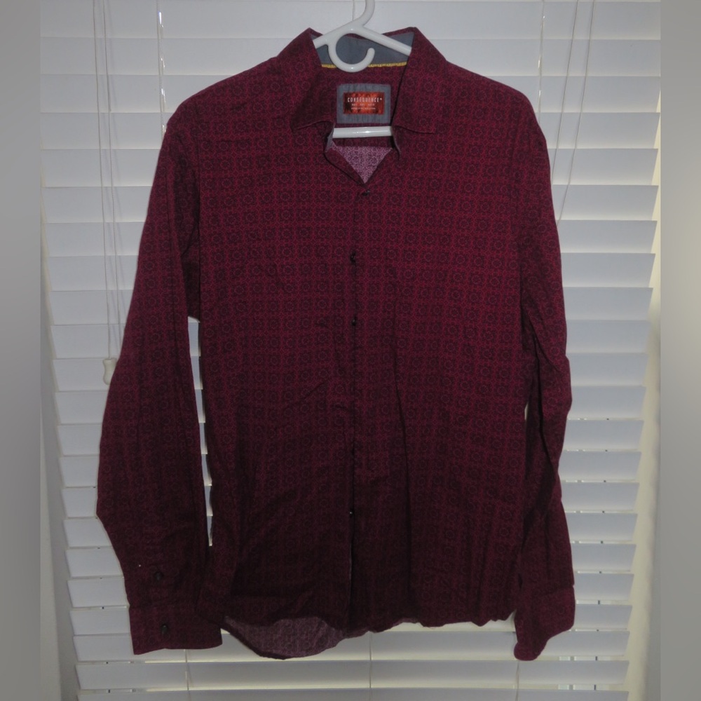 Men's Burgundy Button-Up Shirt